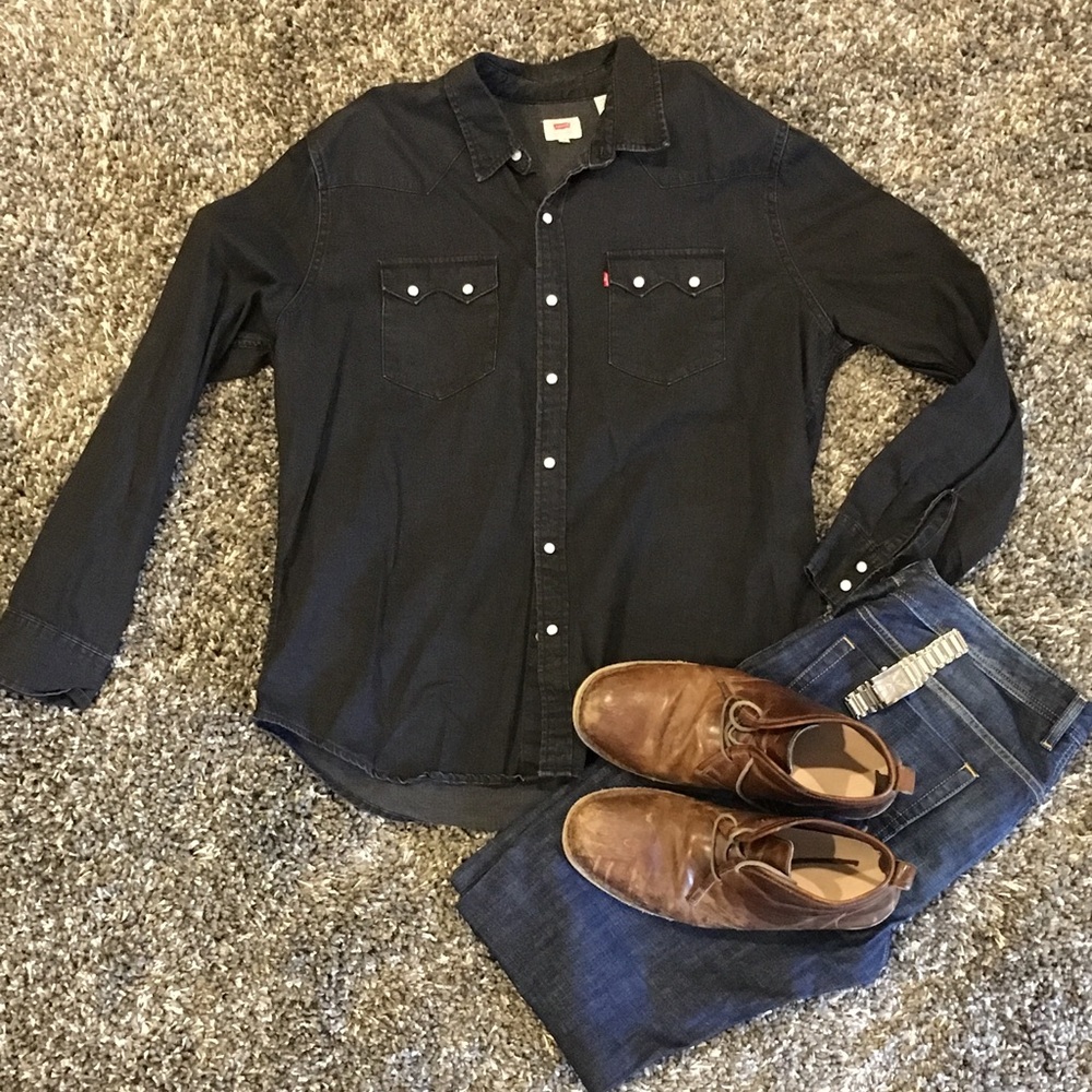 Black Jean Pearl Snap Button - XXL (100% Cotton)